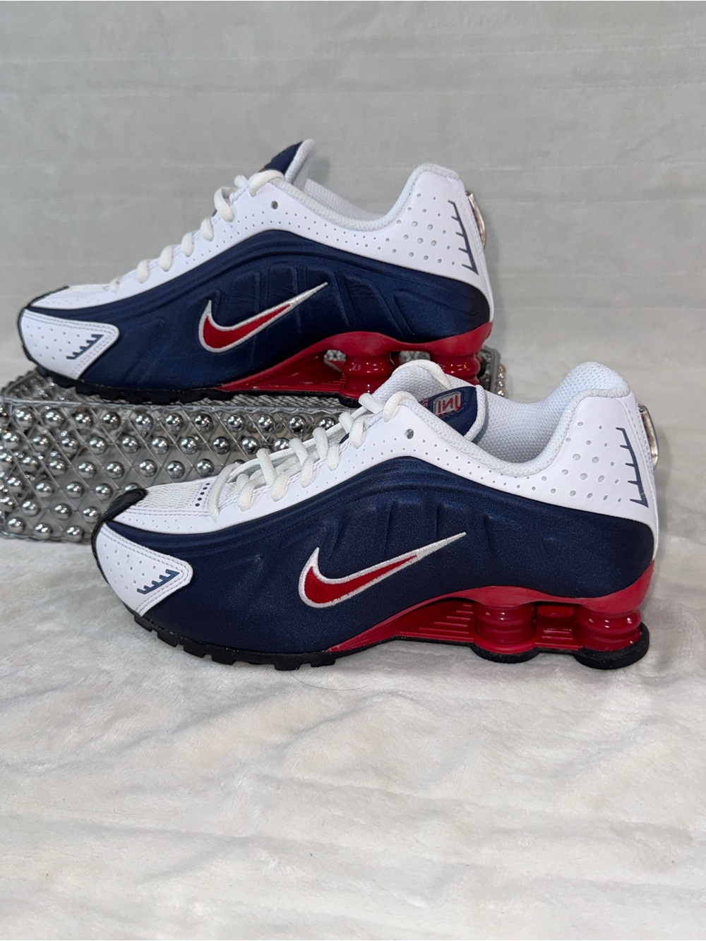 🏀🇺🇸 Nike Shox R4 GS Navy/Red/White Youth 4.5Y=Wmn 6 CW2626-400 🔥Banger! 🔥